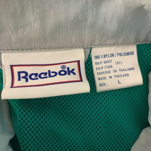 Vintage Reebok Windbreaker Jacket L Green Nylon USA Gymnastics Kangaroo Pocket - Picture 7 of 7